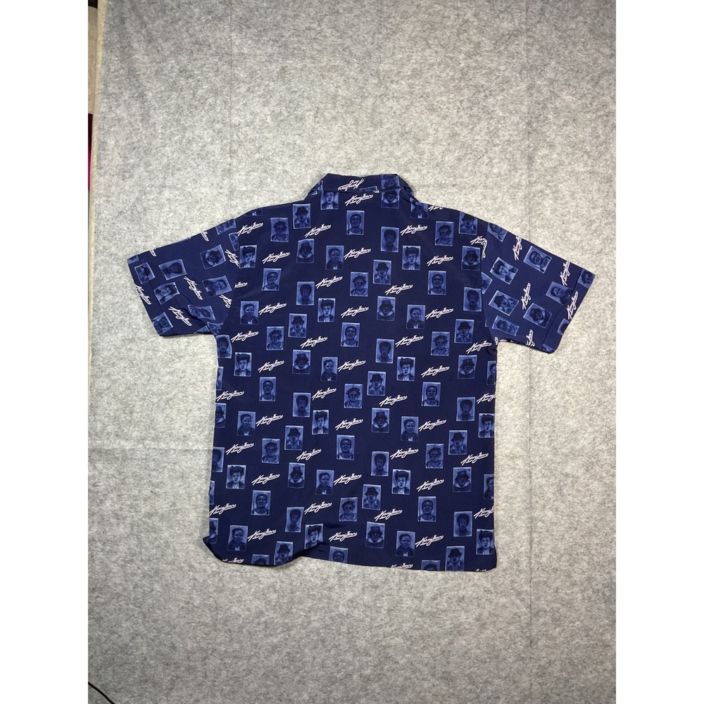 Kani Jeans Mens Short Sleeve Button Up Shirt All Over Print Portraits Size L - Picture 4 of 4